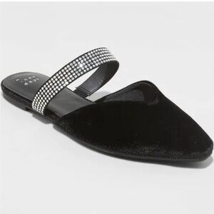 Maxine memory foam rhinestones slide/mule